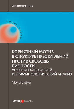 Корыстный мотив в структуре преступлений против свободы личности. Уголовно-правовой и криминологический анализ