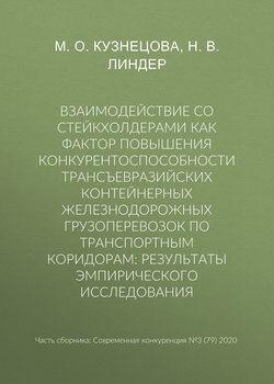 Взаимодействие со стейкхолдерами как фактор повышения конкурентоспособности трансъевразийских контейнерных железнодорожных грузоперевозок по транспортным коридорам: результаты эмпирического исследования